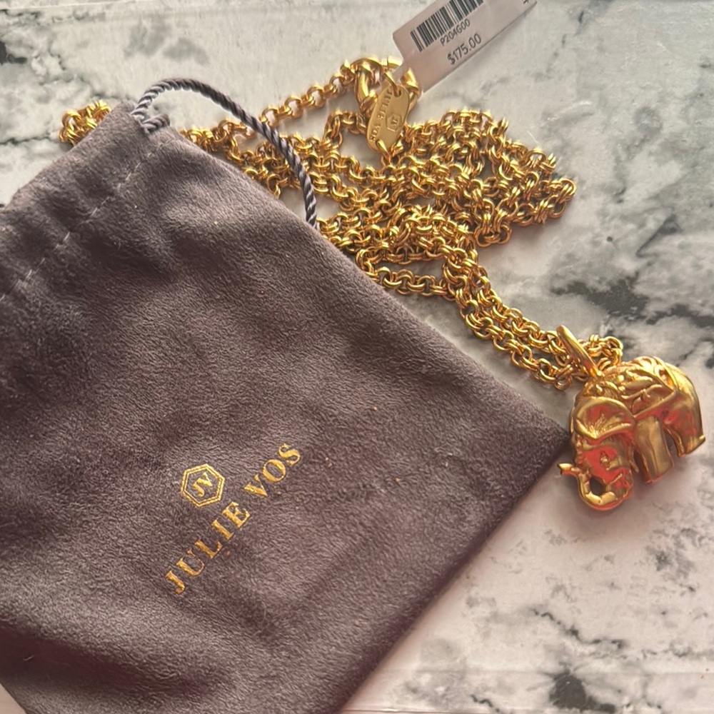 Julie Vos Gold Elephant Pendant Necklace